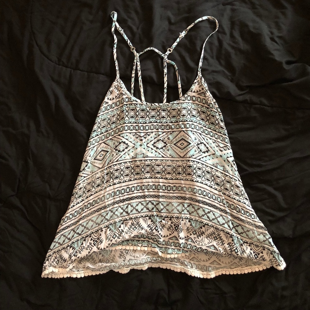 2/$15 Aeropostale Blue Tribal Patterned Tank